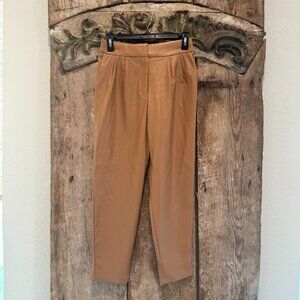 Express Size 2 Petite Ankle rise leather like camel color pants.